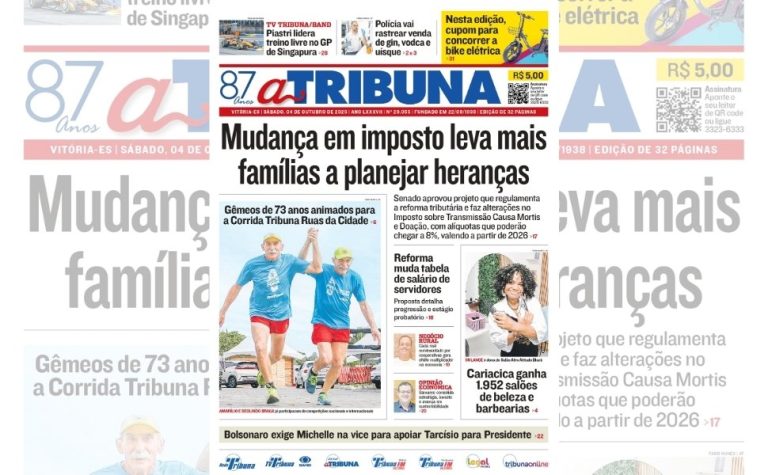 Confira os destaques do jornal A Tribuna deste sábado