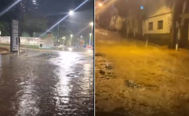 Fortes chuvas alagam ruas e assustam moradores do ES; veja vídeos
