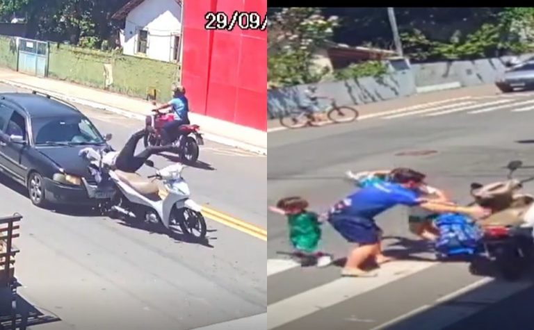 Motociclista é atropelada e professor salva filhos de moto desgovernada em Aracruz