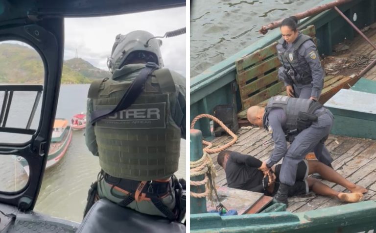 Notaer é acionado após suspeito fugir pelo mar durante perseguição