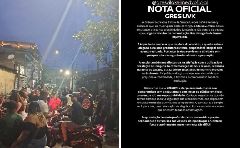 Ataque a tiros deixa dois mortos e quatro feridos próximo a escola de samba no RJ