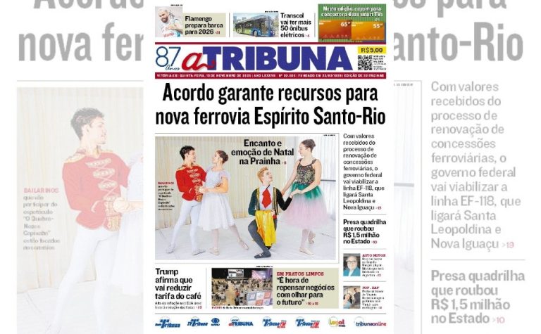 Confira os destaques do jornal A Tribuna desta quinta-feira