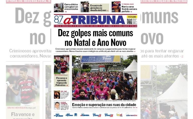 Confira os destaques do jornal A Tribuna desta segunda-feira