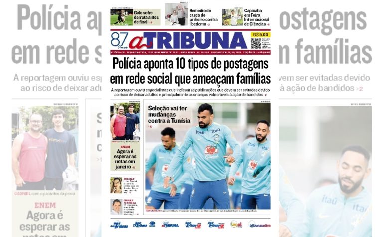Confira os destaques do jornal A Tribuna desta segunda-feira