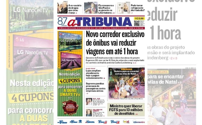 Confira os destaques do jornal A Tribuna desta sexta-feira