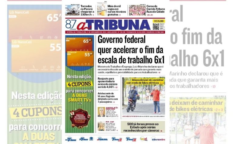 Confira os destaques do jornal A Tribuna desta terça-feira