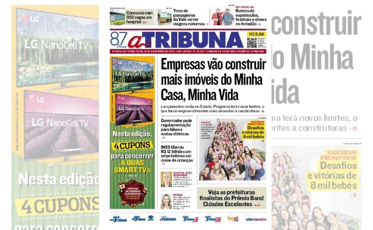Confira os destaques do jornal A Tribuna desta terça-feira