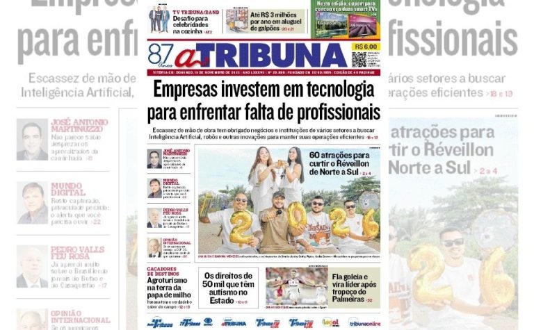 Confira os destaques do jornal A Tribuna deste domingo