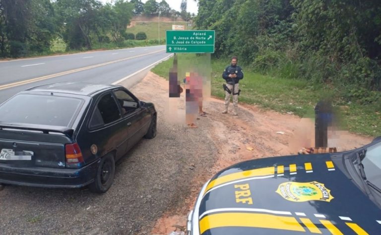 PRF flagra menino de 14 anos dirigindo carro na BR-101