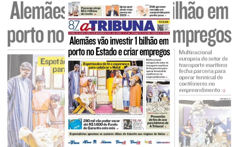 Confira os destaques do jornal A Tribuna desta quarta-feira