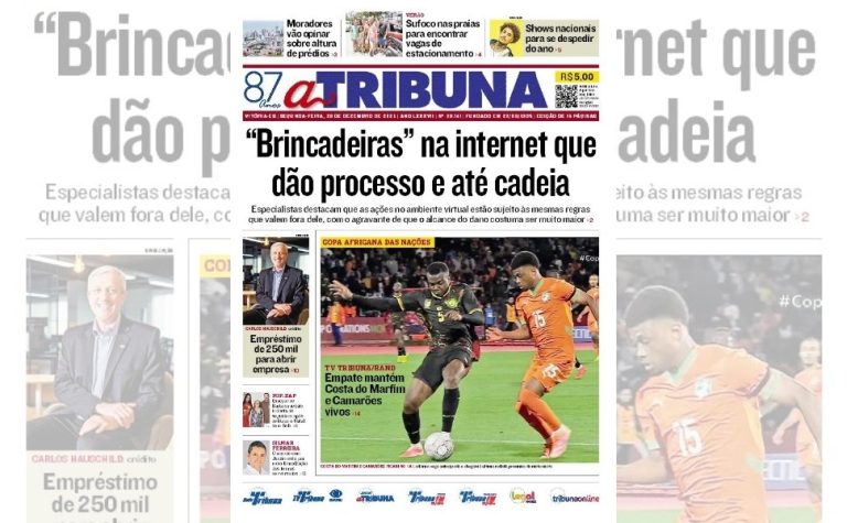 Confira os destaques do jornal A Tribuna desta segunda-feira