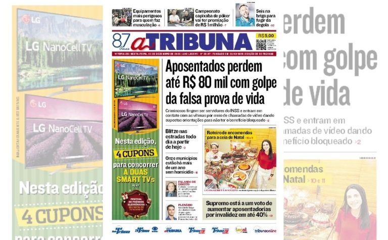 Confira os destaques do jornal A Tribuna desta sexta-feira