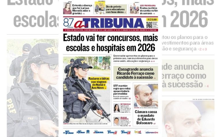Confira os destaques do jornal A Tribuna desta sexta-feira