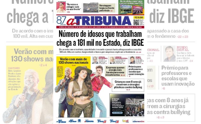 Confira os destaques do jornal A Tribuna deste domingo