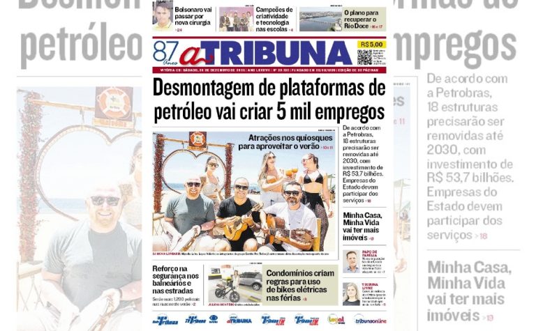 Confira os destaques do jornal A Tribuna deste sábado