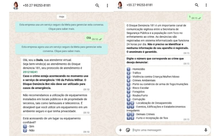 Denúncias anônimas agora podem ser feitas via WhatsApp no ES; saiba como funciona