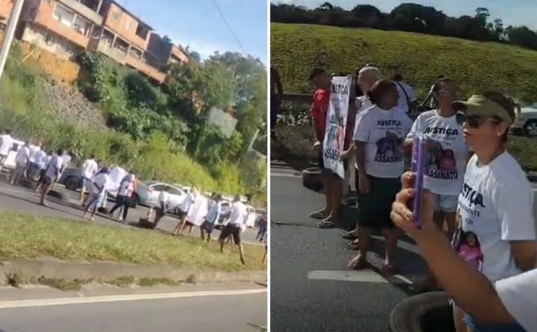 Grupo interdita Rodovia do Contorno e pede justiça por família morta em acidente