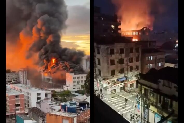 Incêndio de grandes proporções atinge colégio em Santa Maria