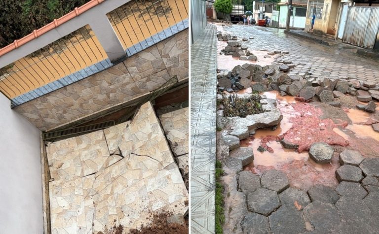 Tromba d’água deixa desabrigados e ruas destruídas em Guaçuí