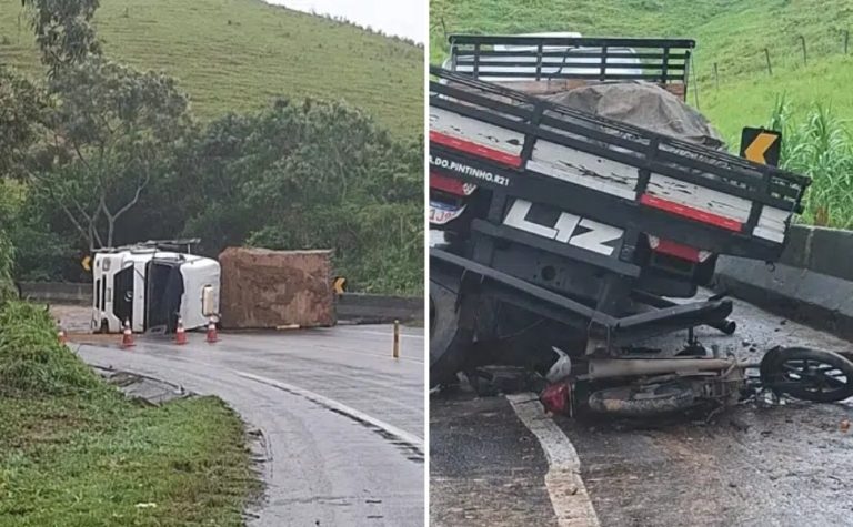 Acidente entre três veículos interdita totalmente a BR-101 em Rio Novo do Sul