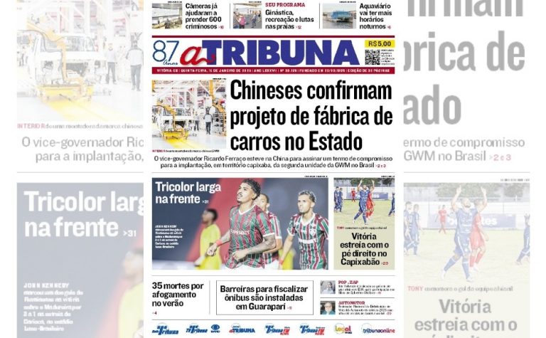 Confira os destaques do jornal A Tribuna desta quinta-feira