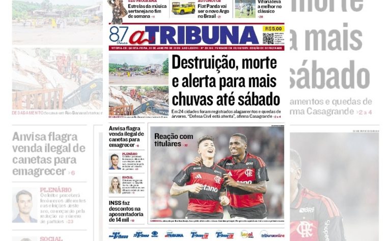Confira os destaques do jornal A Tribuna desta quinta-feira