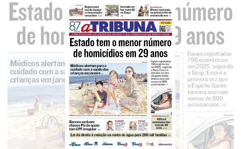 Confira os destaques do jornal A Tribuna desta sexta-feira