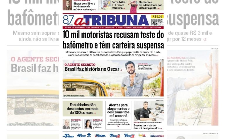 Confira os destaques do jornal A Tribuna desta sexta-feira