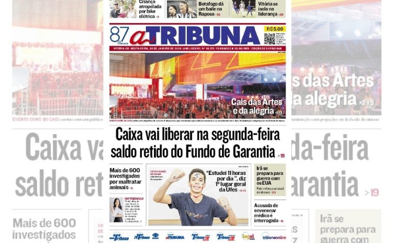 Confira os destaques do jornal A Tribuna desta sexta-feira