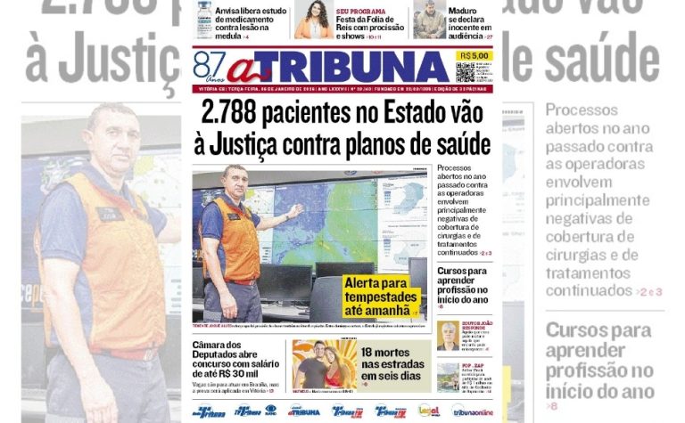 Confira os destaques do jornal A Tribuna desta terça-feira