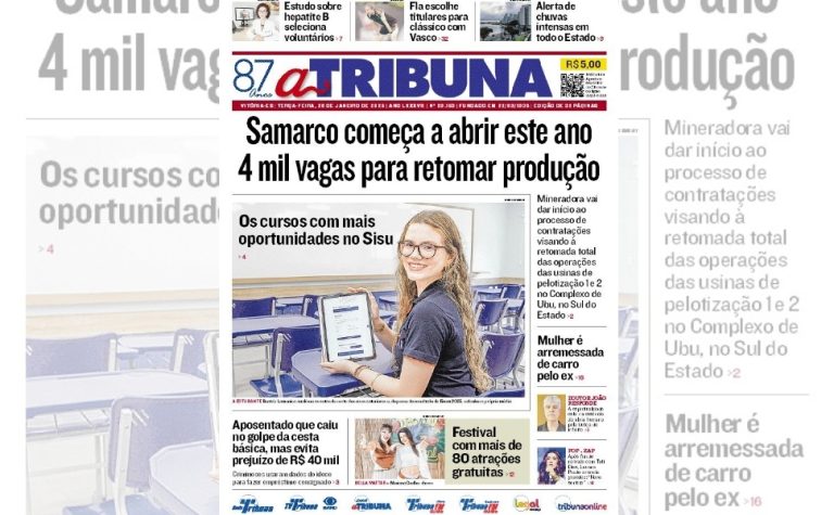 Confira os destaques do jornal A Tribuna desta terça-feira