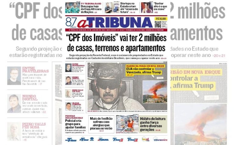 Confira os destaques do jornal A Tribuna deste domingo