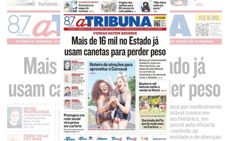 Confira os destaques do jornal A Tribuna deste domingo