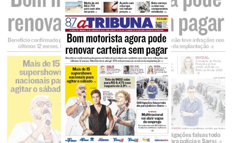 Confira os destaques do jornal A Tribuna deste sábado