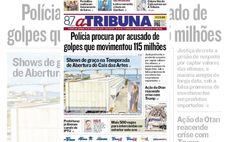 Confira os destaques do jornal A Tribuna deste sábado