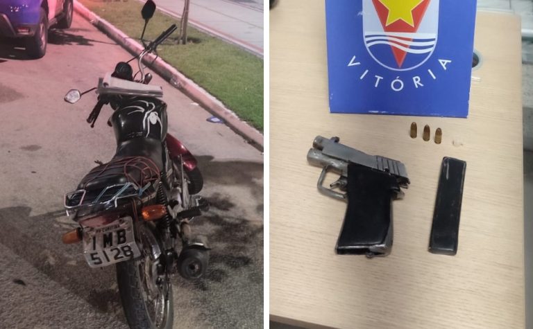 Dupla armada é presa com moto roubada na orla de Vitória