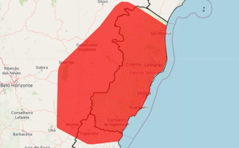 Inmet emite alerta vermelho para chuvas intensas em todo o ES