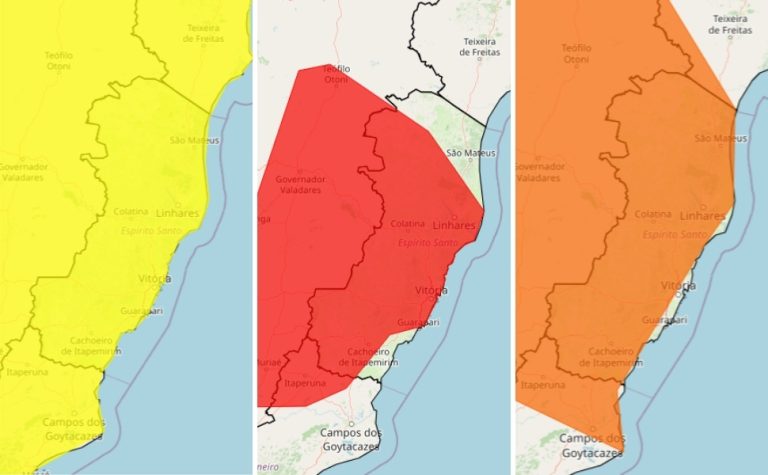 Alerta vermelho para chuvas e alagamentos na maior parte do ES