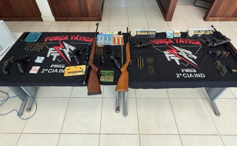 Operação apreende 12 armas e prende quatro suspeitos em Afonso Cláudio