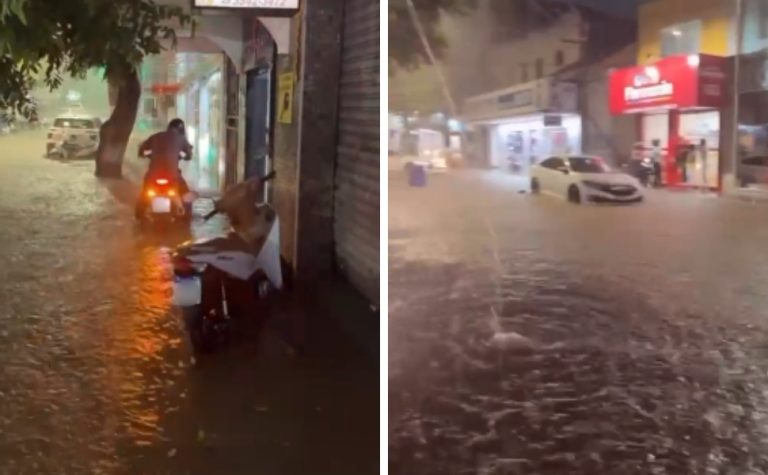 Temporal provoca alagamentos em cidade do Sul do ES