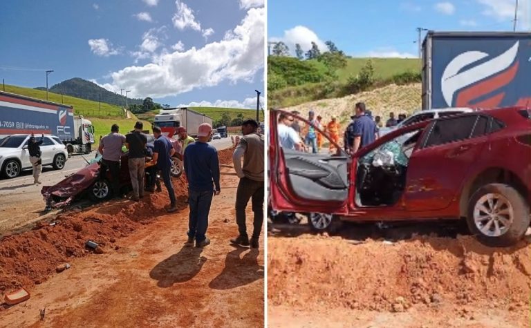Uma pessoa fica ferida após colisão entre carreta e carro na BR 101 em Anchieta