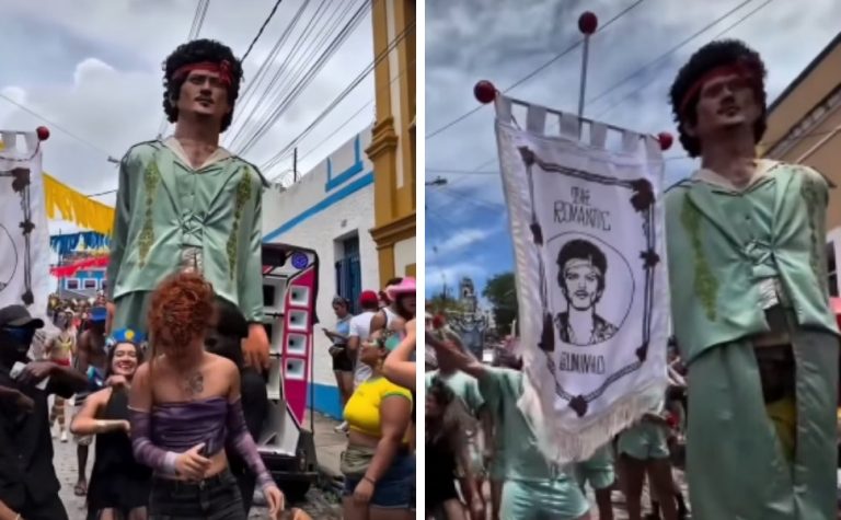 Bruno Mars vira boneco no carnaval de Olinda e homenageia Reginaldo Rossi