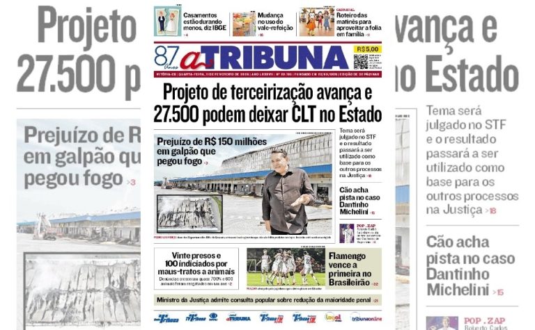 Confira os destaques do jornal A Tribuna desta quarta-feira