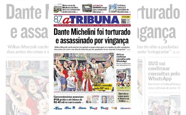 Confira os destaques do jornal A Tribuna desta quinta-feira
