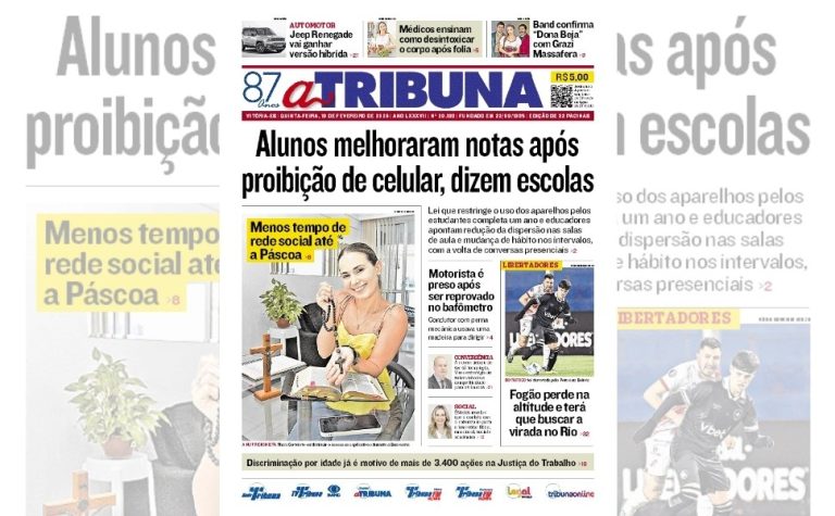 Confira os destaques do jornal A Tribuna desta quinta-feira
