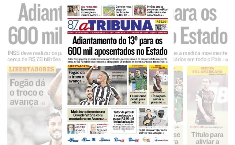 Confira os destaques do jornal A Tribuna desta quinta-feira