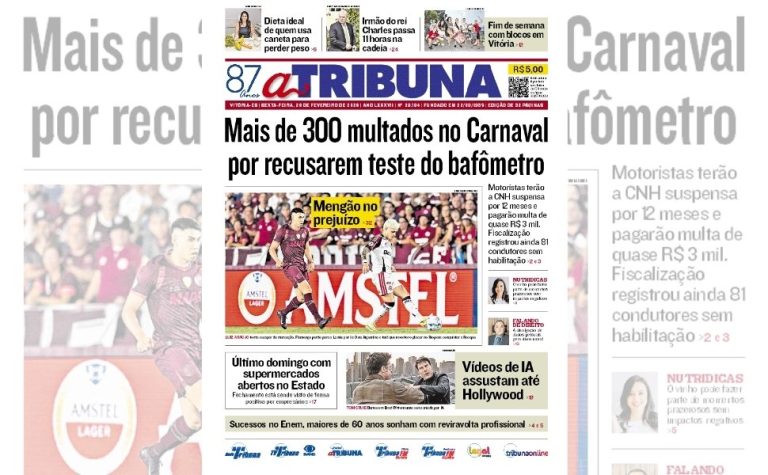 Confira os destaques do jornal A Tribuna desta sexta-feira