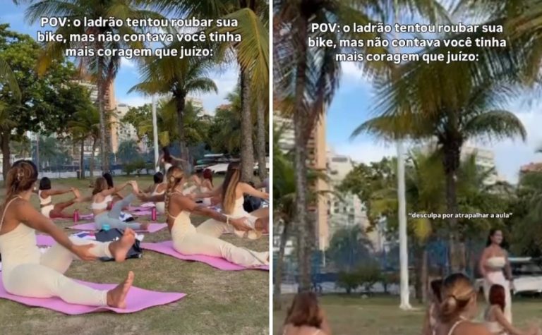 Estudante do ES viraliza ao interromper aula de ioga para evitar furto de bike
