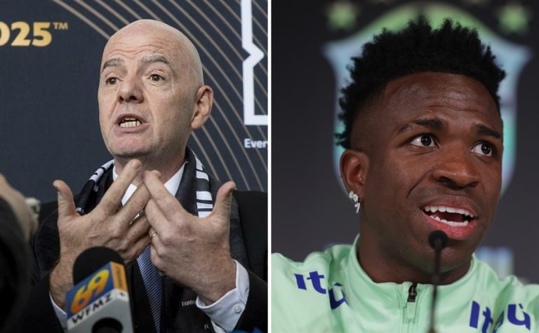 Infantino pede fim do racismo após caso com Vini Jr
