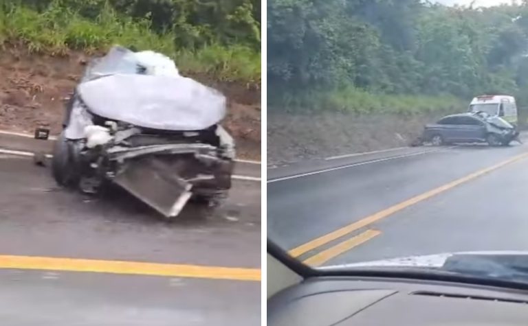 Jovem morre após carro bater em encosta na BR-101 no Norte do ES